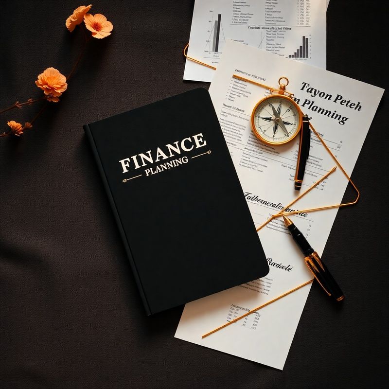 Flat lay editorial cu carnet, stilou și forme geometrice aurii pe in antracit